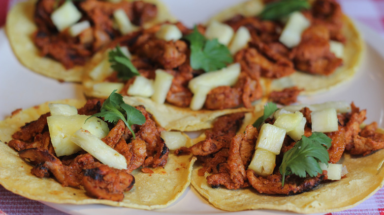 Plate of tacos al pastor