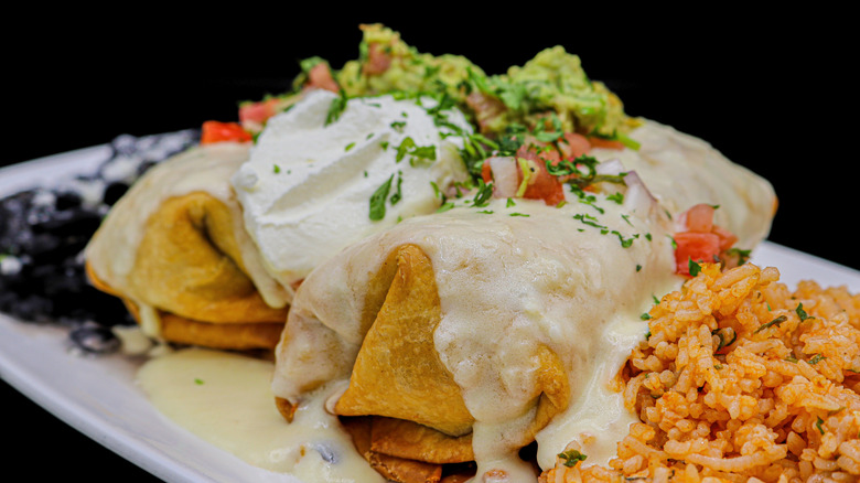 Chimichanga with rice and beans