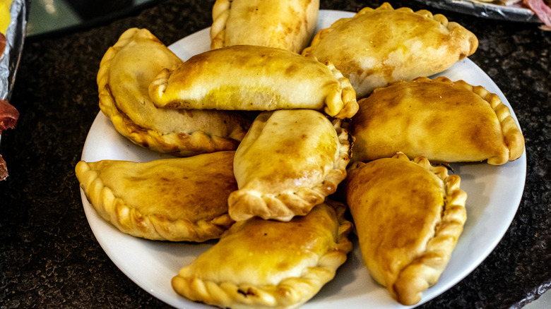 Pile of empanadas on a plate