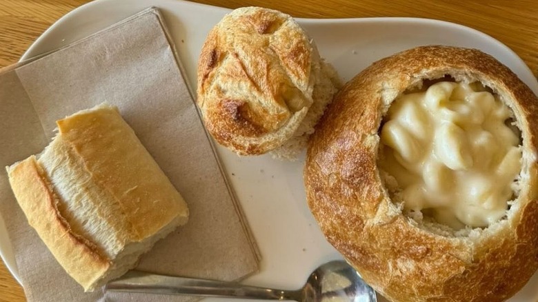 Panera bread macaroni and cheese in bread bowl