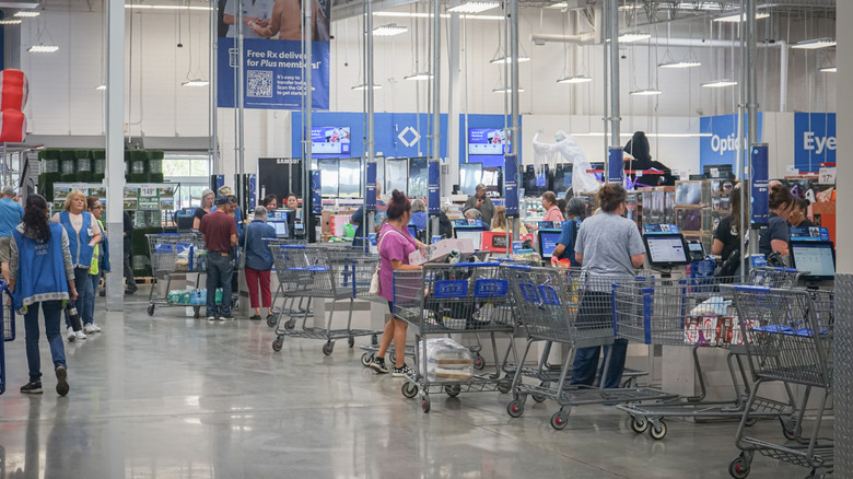 The checkout at a busy Sam's Club location