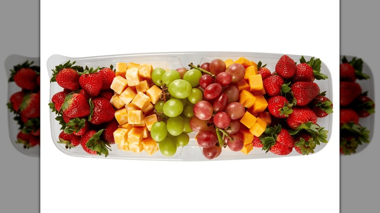 The Member's Mark Fruit and Cheese Tray from Sam's Club on a white background.