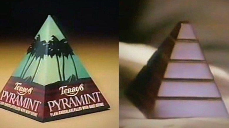 A wrapped and unwrapped Terry's Pyramint.