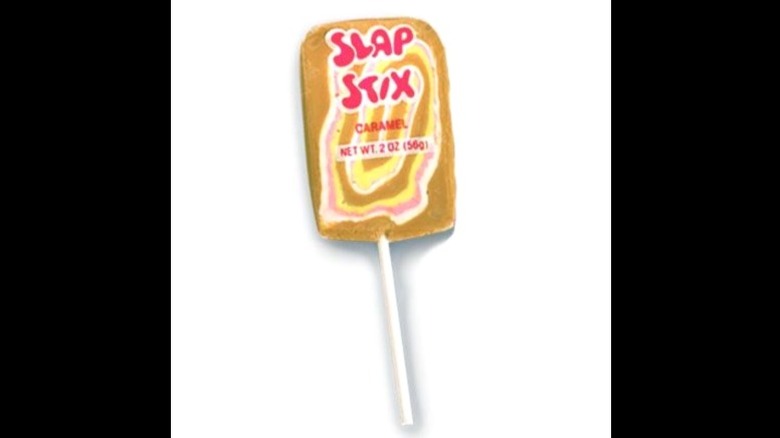 A Slap Stix caramel lollipop.