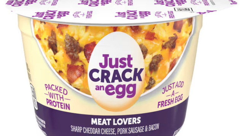 Just Crack and Egg, meat lovers, on a white background