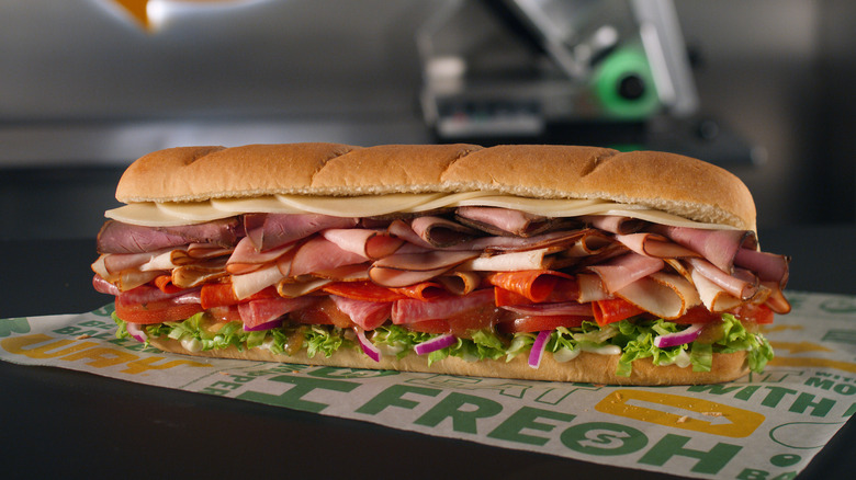 Subway The Beast sub displayed on wrapping paper