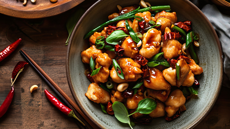 Bowl of kung pao chicken
