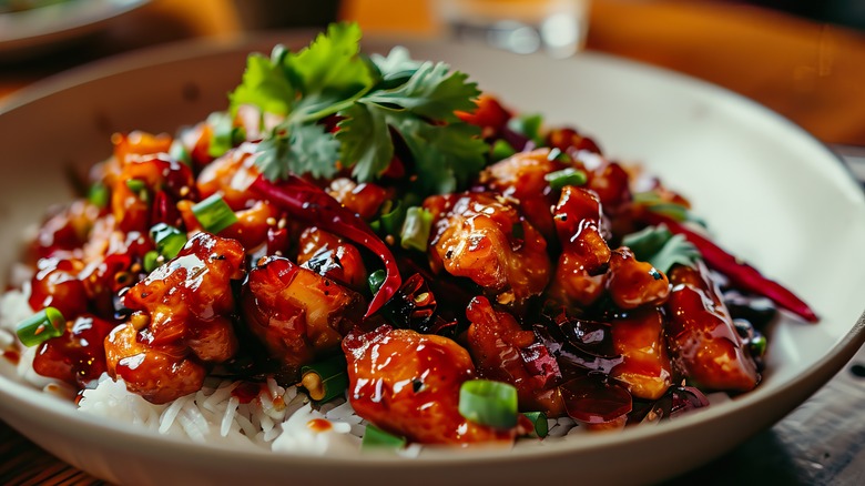 General Tso's chicken over rice