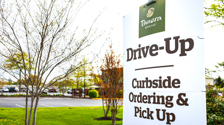 Sign for directing customers to Panera Bread