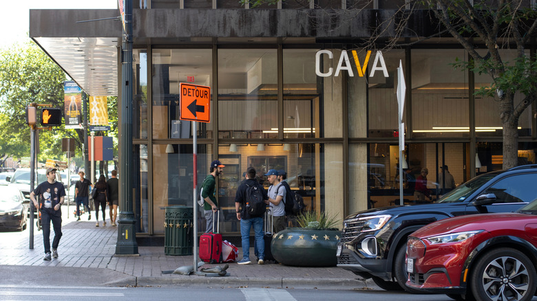 Exterior of a Cava on an urban corner