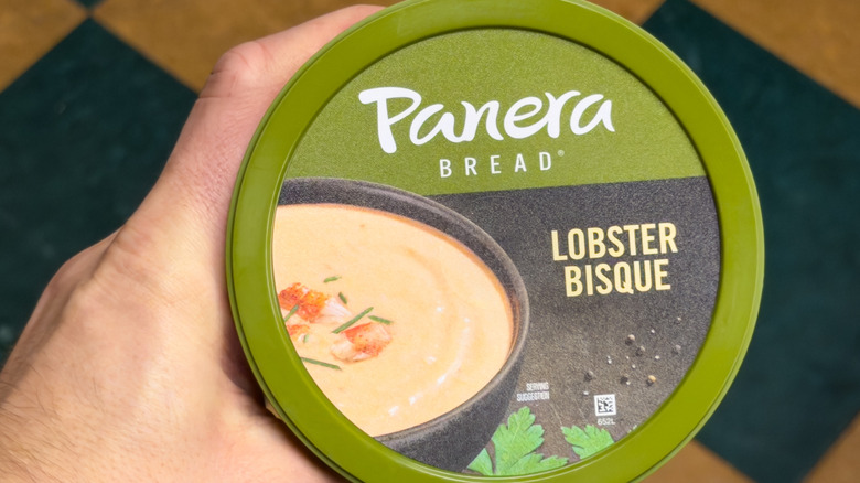Container of lobster bisque from Panera Bread