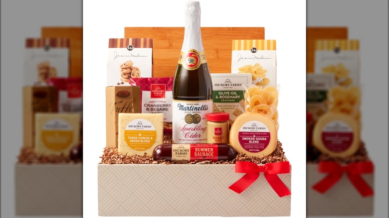 Hickory Farms Sparkling Cider and Gourmet Grazing Board Gift Set on white background