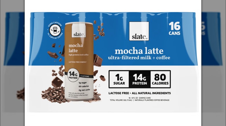 A package of the Slate Mocha Latte drink sold at Costco on a white background.