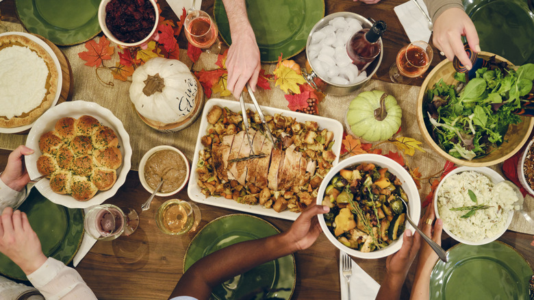 Group of people celebrating Thanksgiving