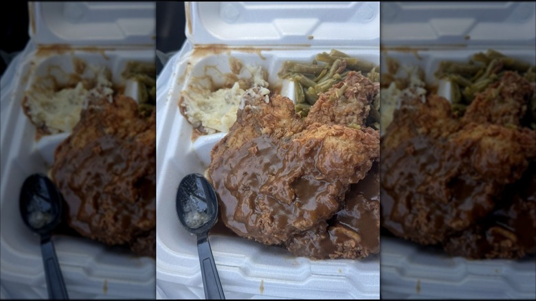 Fried pork chops from Luby's with sides