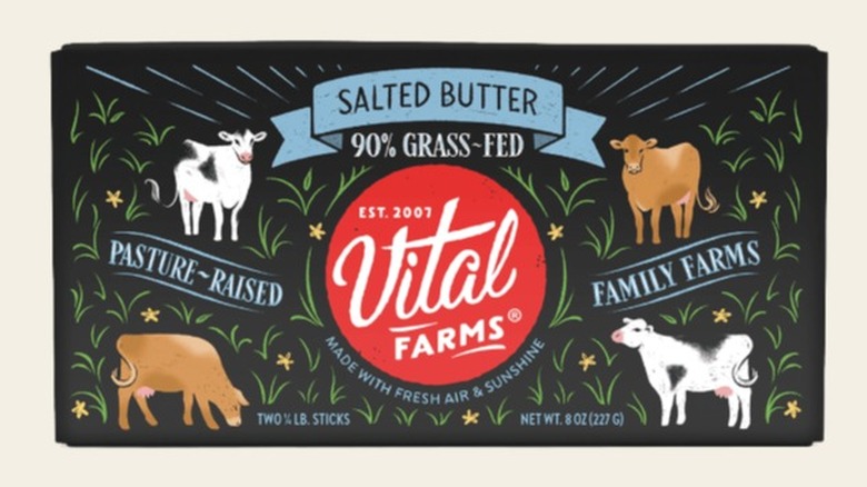 Vital Farms Salted Butter pack on a white background.