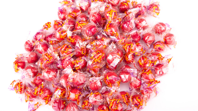 Atomic Fireballs candy on a white background