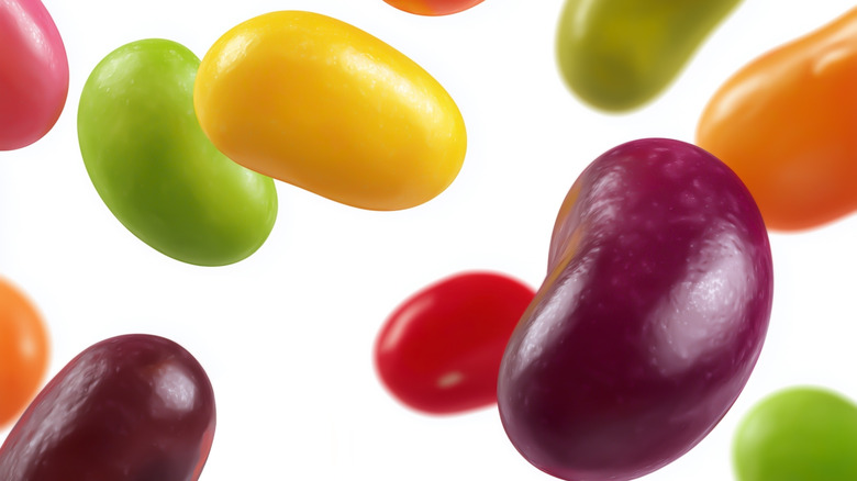 Jelly beans floating in the air