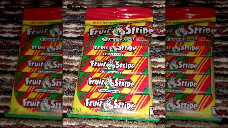Pack of Fruit Stripe gum, mirrored