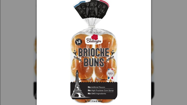 A plastic bag of the La Boulangere Brioche Buns from Costco