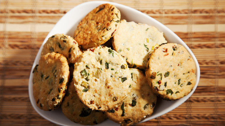 Bowl of savory cookies