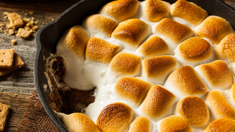S'mores Dip with Graham Crackers, Chocolate, topped with gooey, golden marshmallows