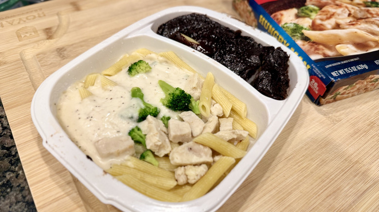 Chicken Alfredo with big brownie