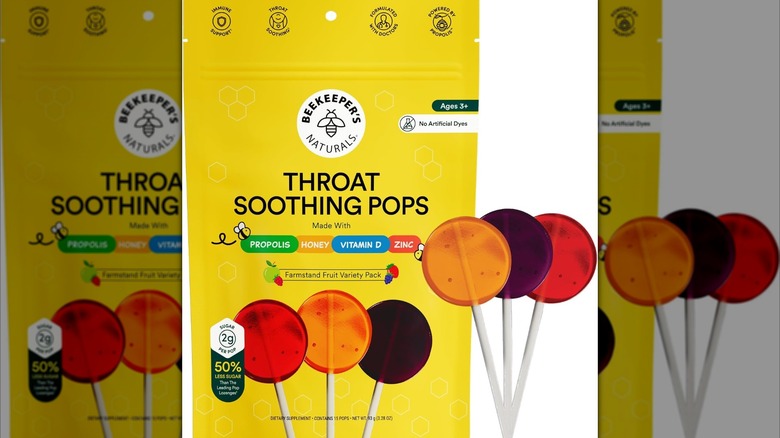 Exterior of the Beekeeper's Naturals packaging and three pops