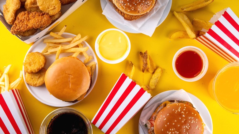 Various fast food items.