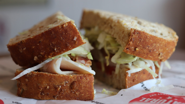 A close-up of Jimmy John's sandwich