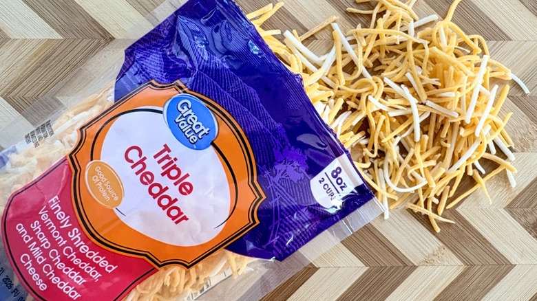 Walmart Great Value brand Triple Cheddar finely shredded cheese