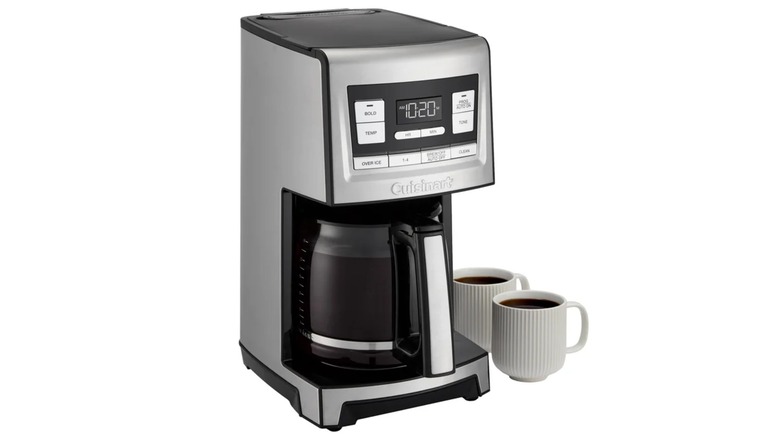 The Cuisinart Brew Central Plus with two white mugs of coffee beside it