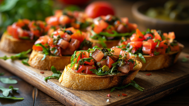 Bruschetta on wooden board