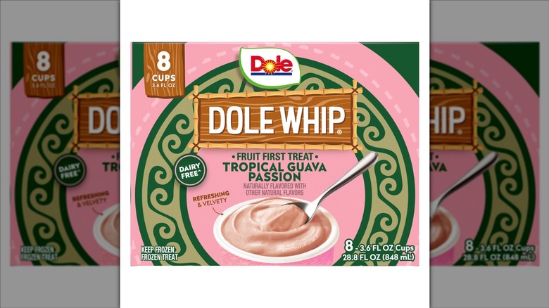 Dole Whip Tropical Guava Passion Cups on a white background.