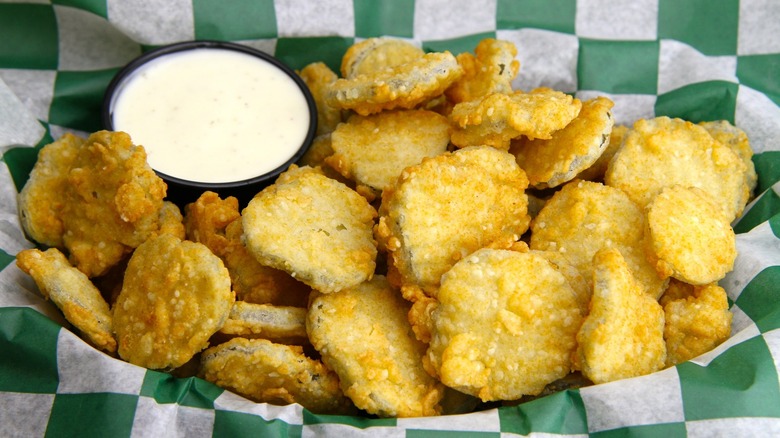 Basket of Fried Pickles at Beef 'O' Brady's