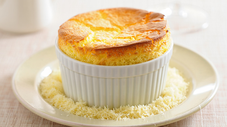 Cheese souffle on plate