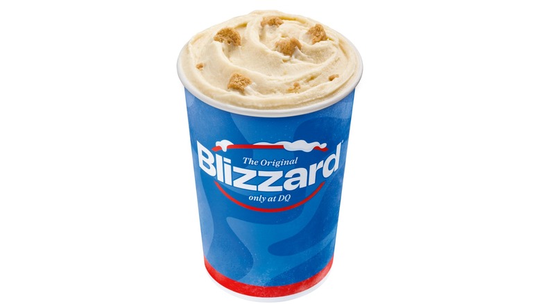A product image of Dairy Queen's Brown Sugar Cookie Dough Blizzard on a white background.