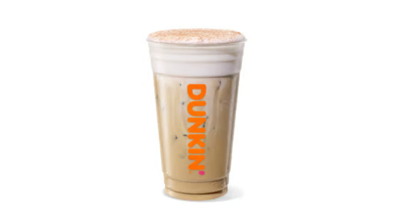 A product image of Dunkin's Tiramisu Cloud Latte on a white background.
