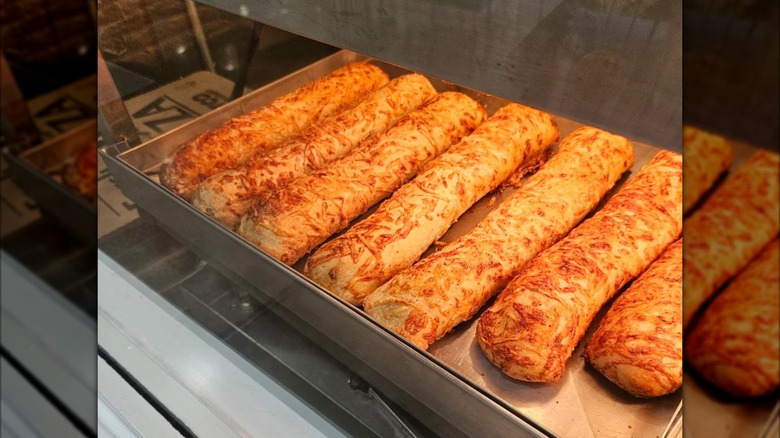 A pan full of the popular Kirkland Signature Chicken Bakes sold at Costco's food court.