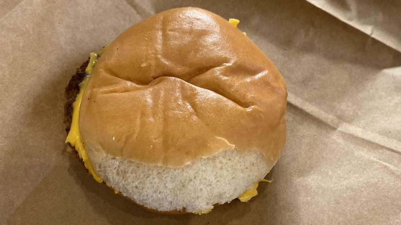 A McDonald's Cheeseburger with a steamed bun instead of a toasted one