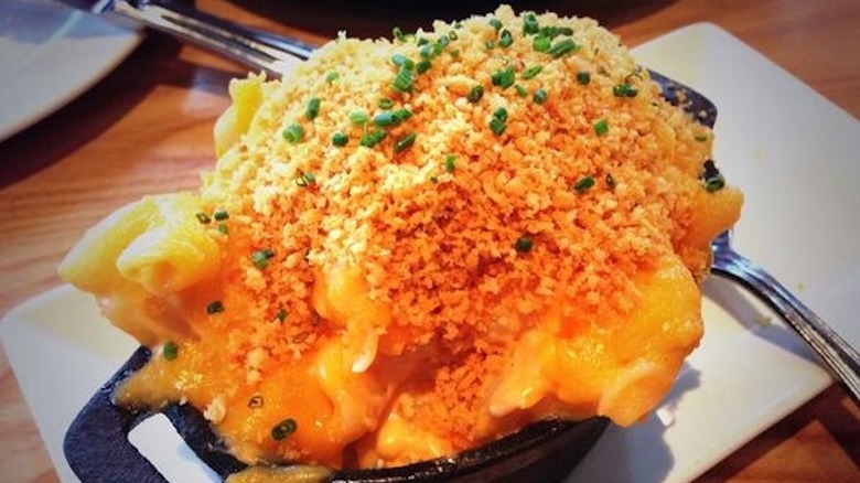 cast iron skillet of mac and cheese at Yardbird
