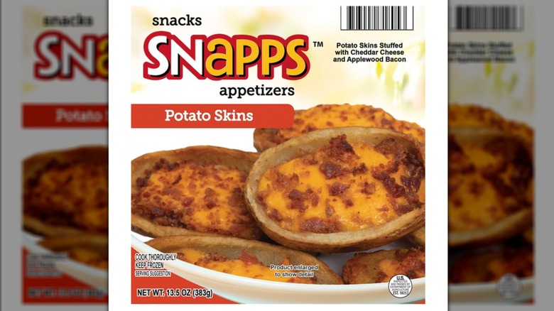 A box of the Snapps Potato Skins sold at Dollar Tree on a white background.