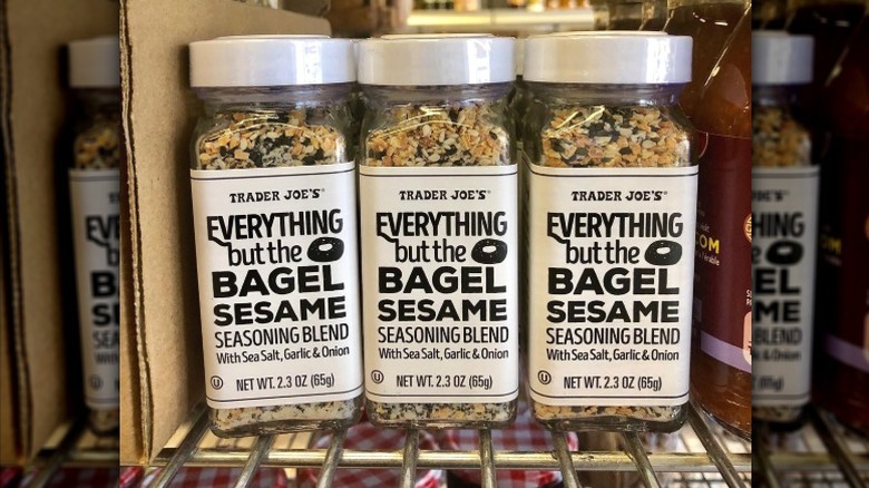 Three jars of Trader Joe's Everything But The Bagel Sesame Seasoning Blend.
