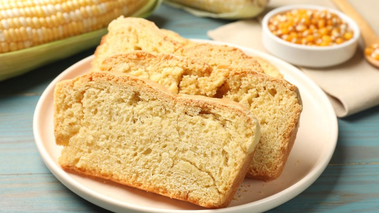 Cornbread on a plate.