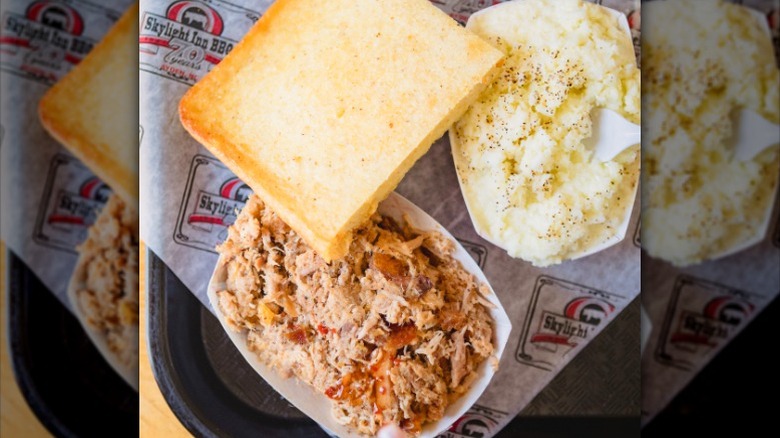 A picture of a barbecue meal from Skylight Inn.