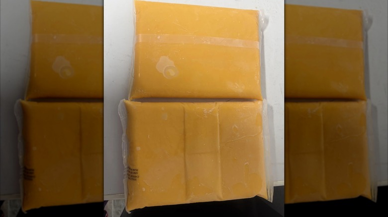 Two Culver's frozen packs of cheese sauce