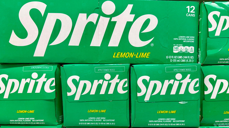sprite boxes on shelves