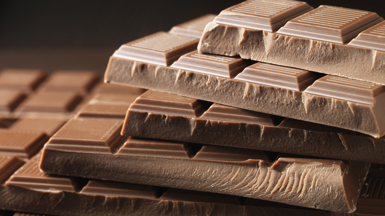 A pile of chocolate bars.