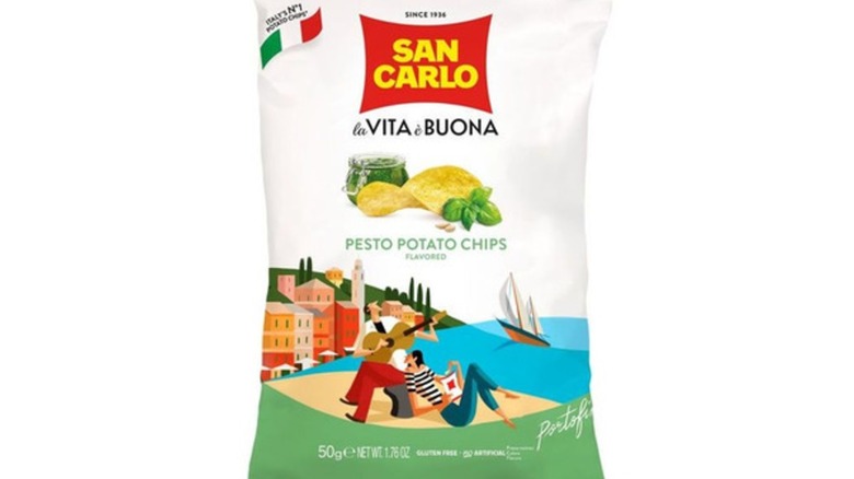 Bag of San Carlo Pesto potato chips from Eataly