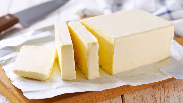 Stick of cold butter cut into slices
